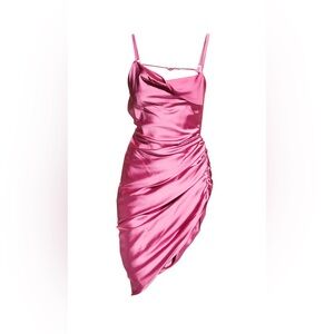 Saudade Asymmetric Ruched Open-Back Mini Dress
